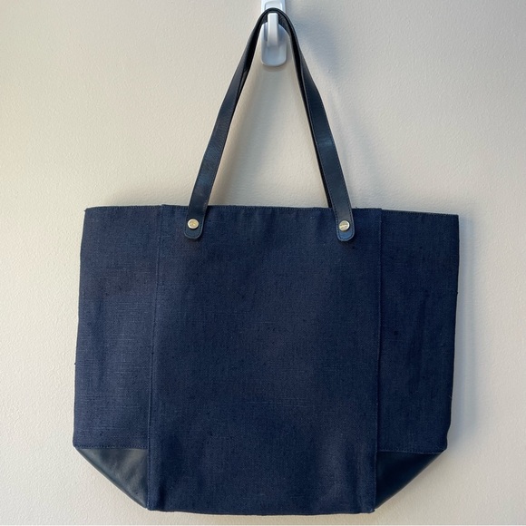 VTG Salvatore Ferragamo Firenze 8 Navy Blue Denim Leather Tote Shoulder Bag - Picture 3 of 14